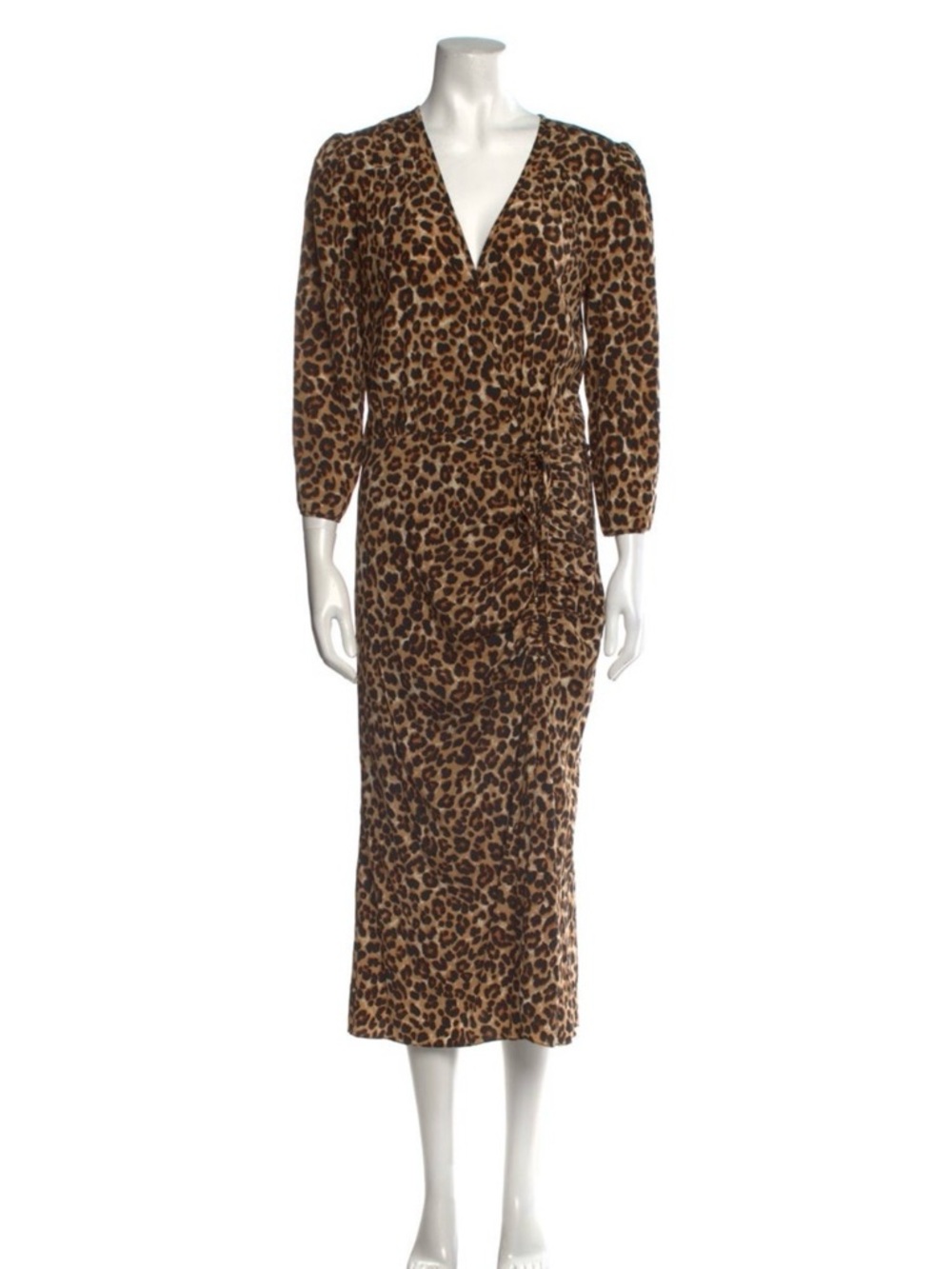 Veronica Beard Leopard Print Wrap Midi Dress - Brown/Black